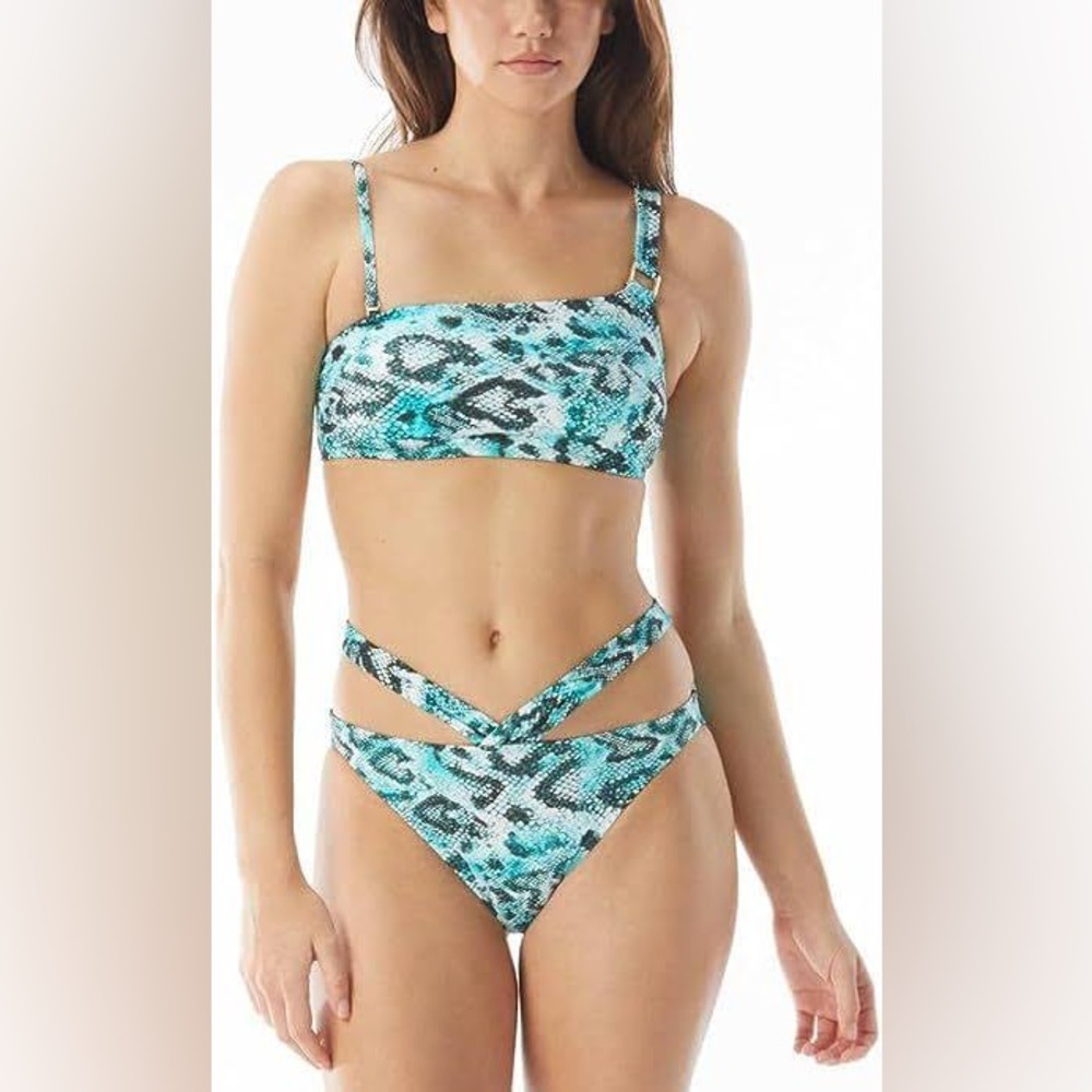 Sundazed Set Snake-Print One Shoulder Bikini 32D/M